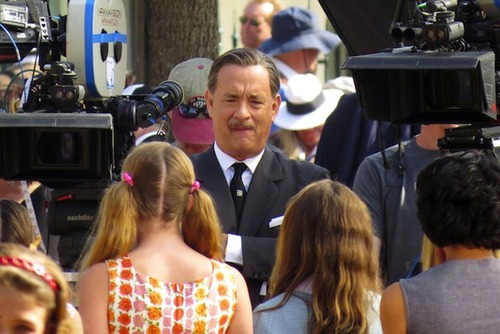 **EXCLUSIVE** FIRST PHOTOS: Tom Hanks steps into the shoes of Disney creator Walt Disney as he films on location for 'Saving Mr Banks'