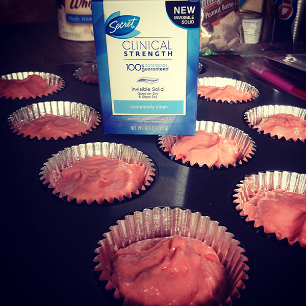 Pink Cupcake Batter In Muffin Tins #MySecretParty