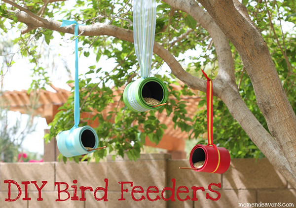 DIY Bird Feeders with paint cans