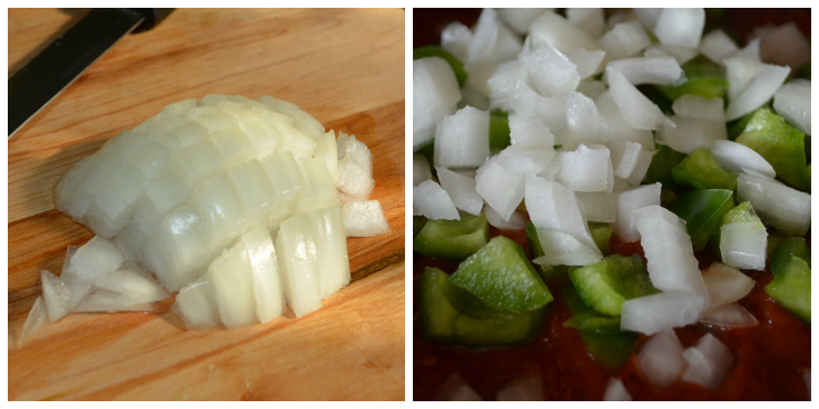 Chopped onions and bell peppers from Safeway