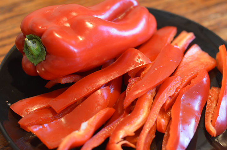 sliced red bell peppers
