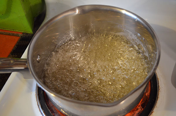 sugar and corn syrup in pan