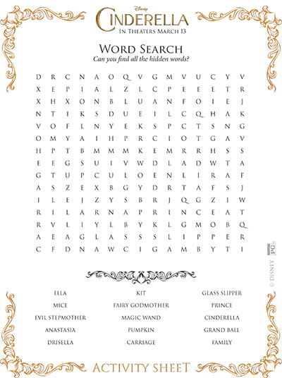 Cinderella Printable Word Search