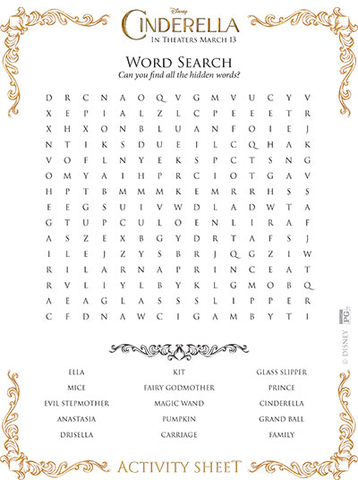 Cinderella Printable Word Search