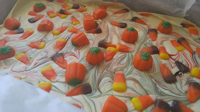 Making Candy Corn Bark