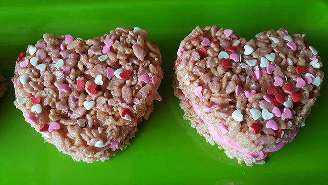 Valentine's Day Rice Krispies Hearts Sandwich