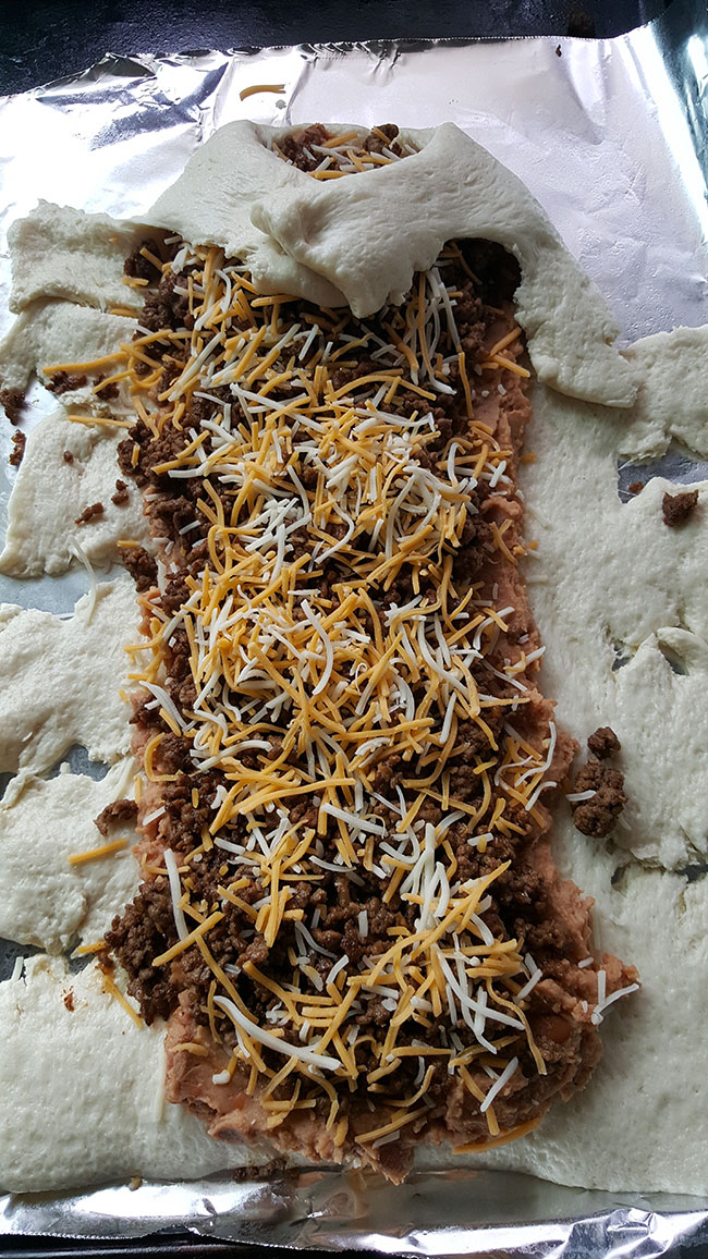 Making Taco Pizza Braid