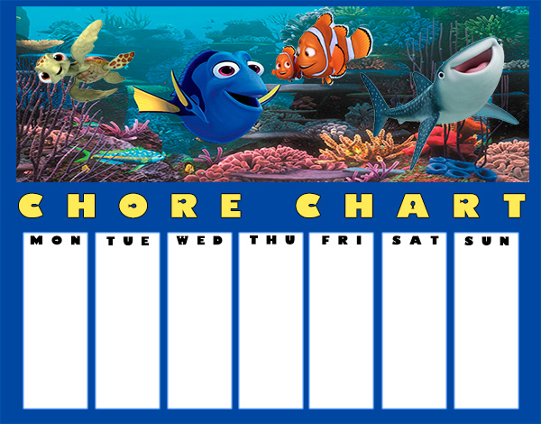 Printable Finding Dory Chore Charts