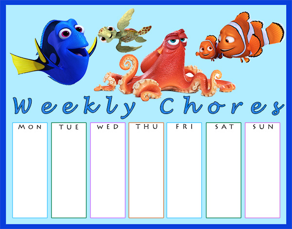 Printable Finding Dory Chore Charts