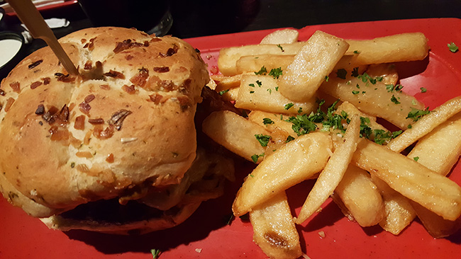 Red Robin A1 Peppercorn Burger and Garlic Fries