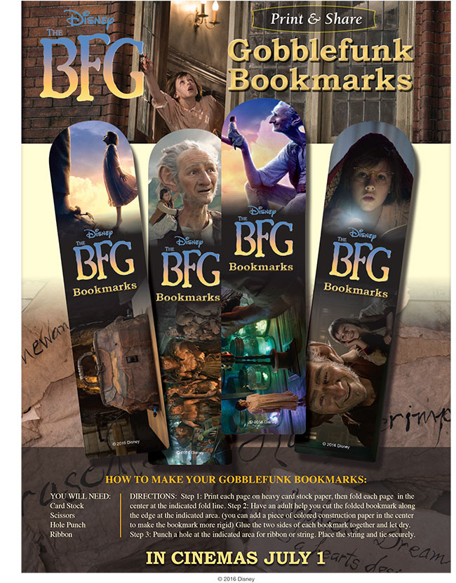 THE BFG Printable Bookmarks