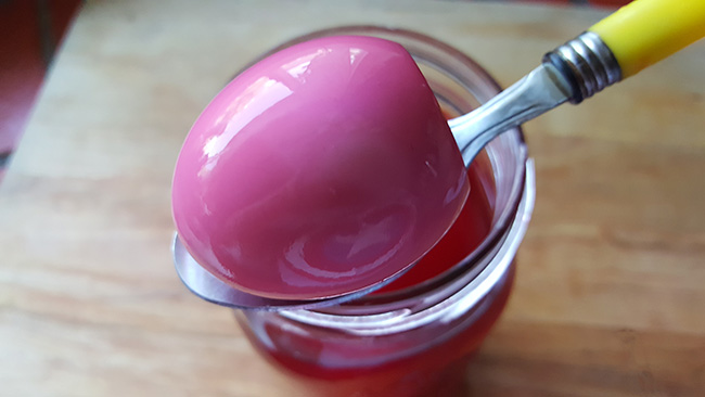 Hard boiled egg picked in beet juice