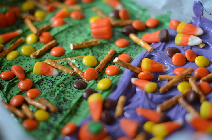 Making Purple & Green Halloween Bark