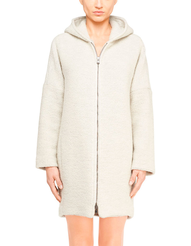 Texture Knit Cocoon Hooded Zip-Coat from ATM Collection