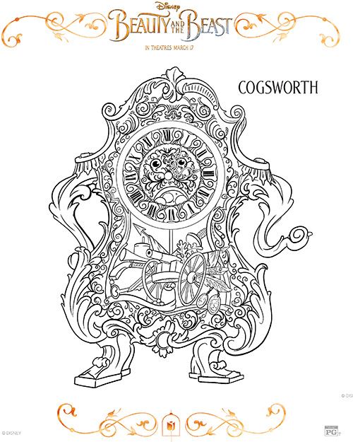 Printable Cogsworth Coloring Page