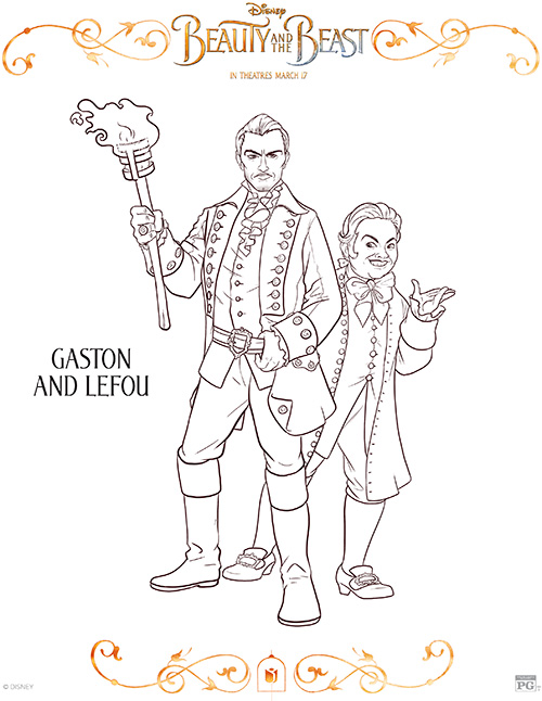 Printable Gaston & Le Fou Coloring Page
