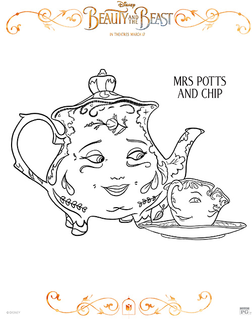  Printable Mrs Potts & Chip Coloring Page