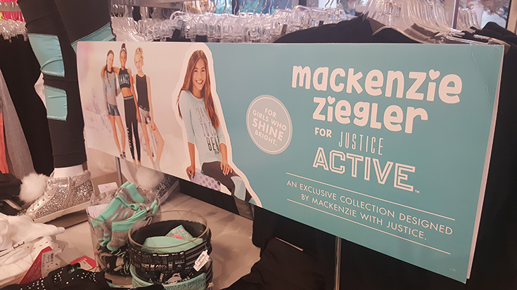 The “Mackenzie Ziegler for Justice Active” collection