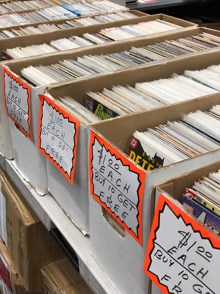 Boxes of comics - Fandemic Tour Sacramento