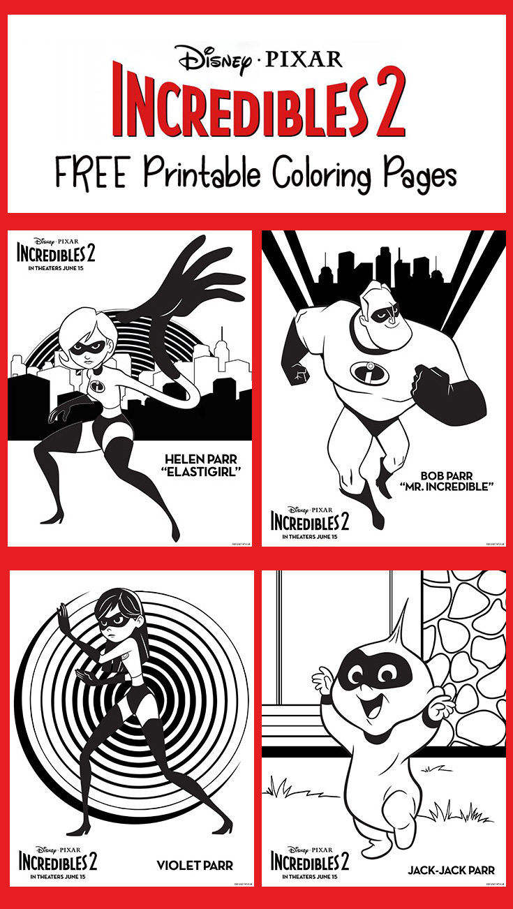 FREE Incredibles 2 Printable Coloring Pages