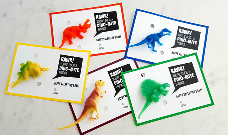 Free Dinosaurs Printable Valentine's Day Cards