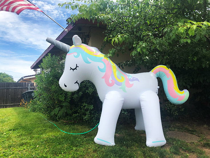 Ginormous unicorn sprinkler