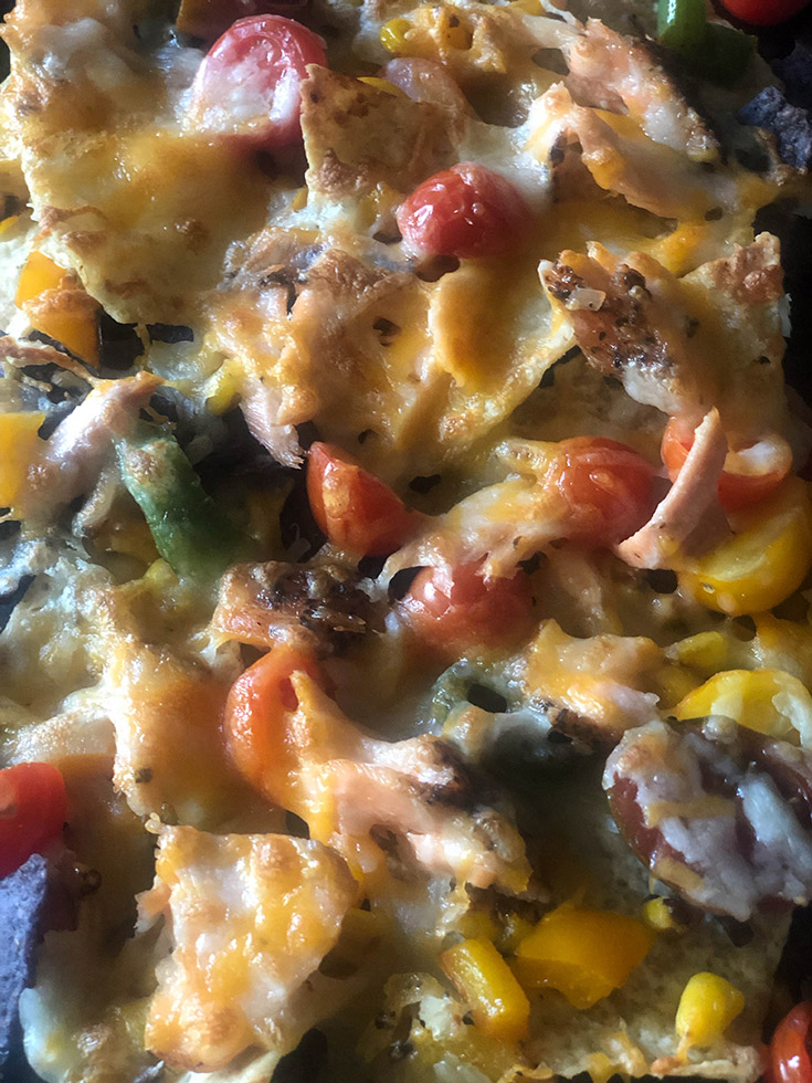 Spicy Salmon and Veggie Nachos