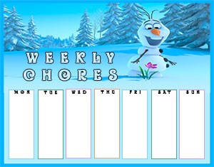 Frozen Printable Chore Chart Template