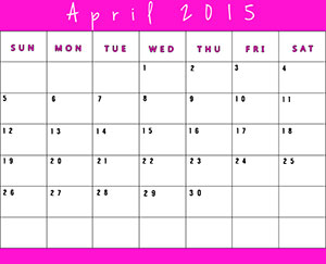 Printable Calendar April 2015