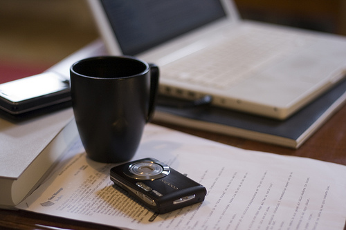 Coffee cup on desk