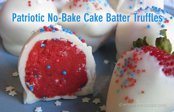 Patriotic No-Bake Cake Batter Truffles