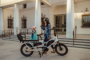 Happy Family Riding Longtail Cargo Bike