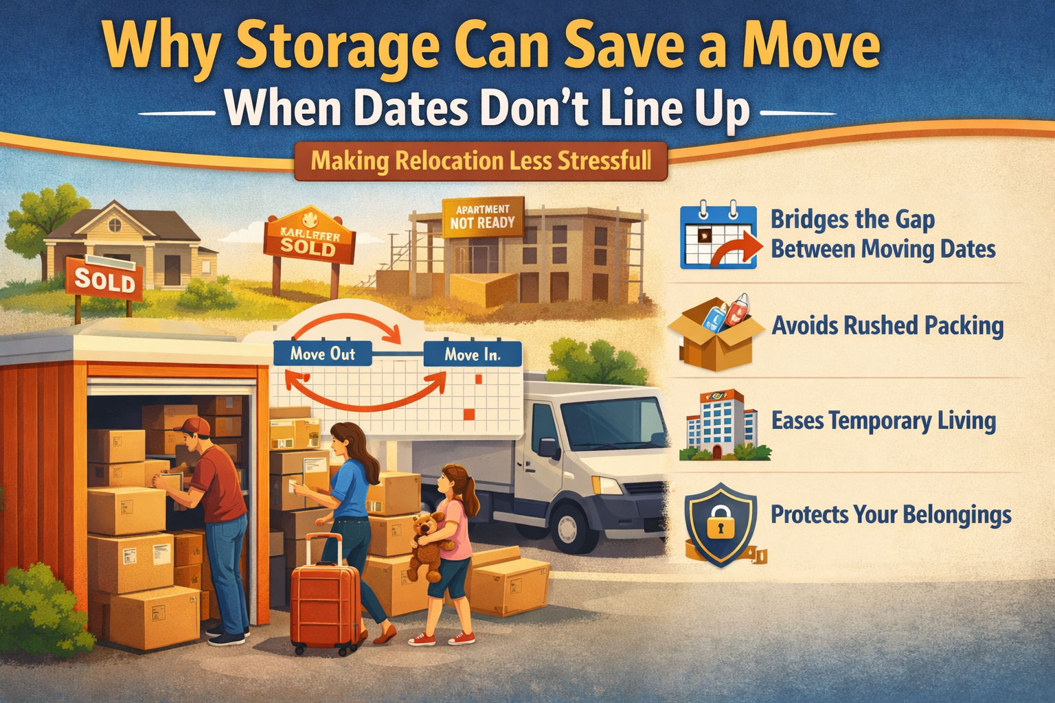 family using storage during a move when move-in dates don’t line up